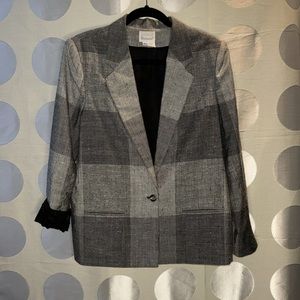 Tailored By Handmacher Gray Mixed Plaid Blazer